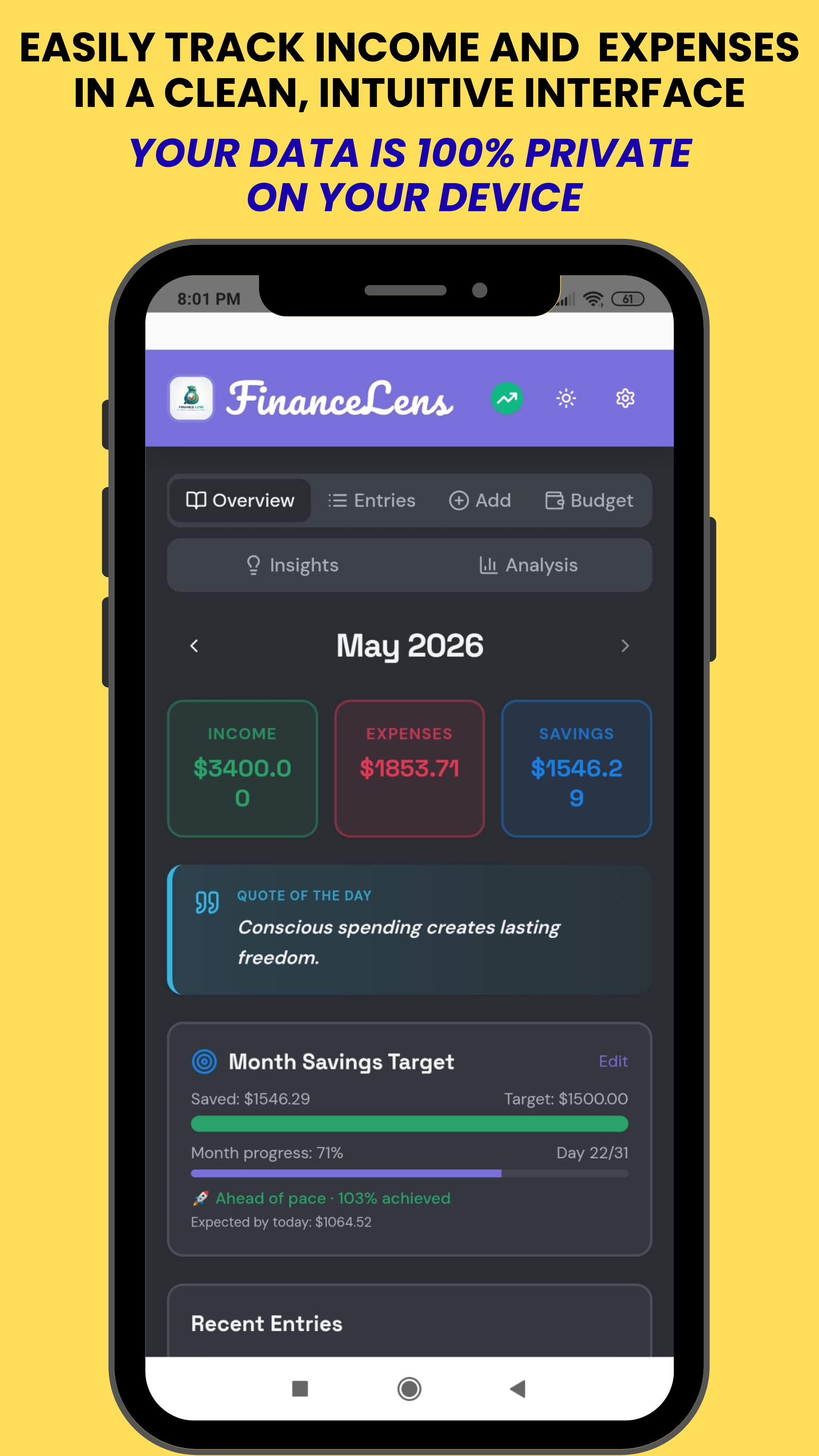 Easily track income and expenses