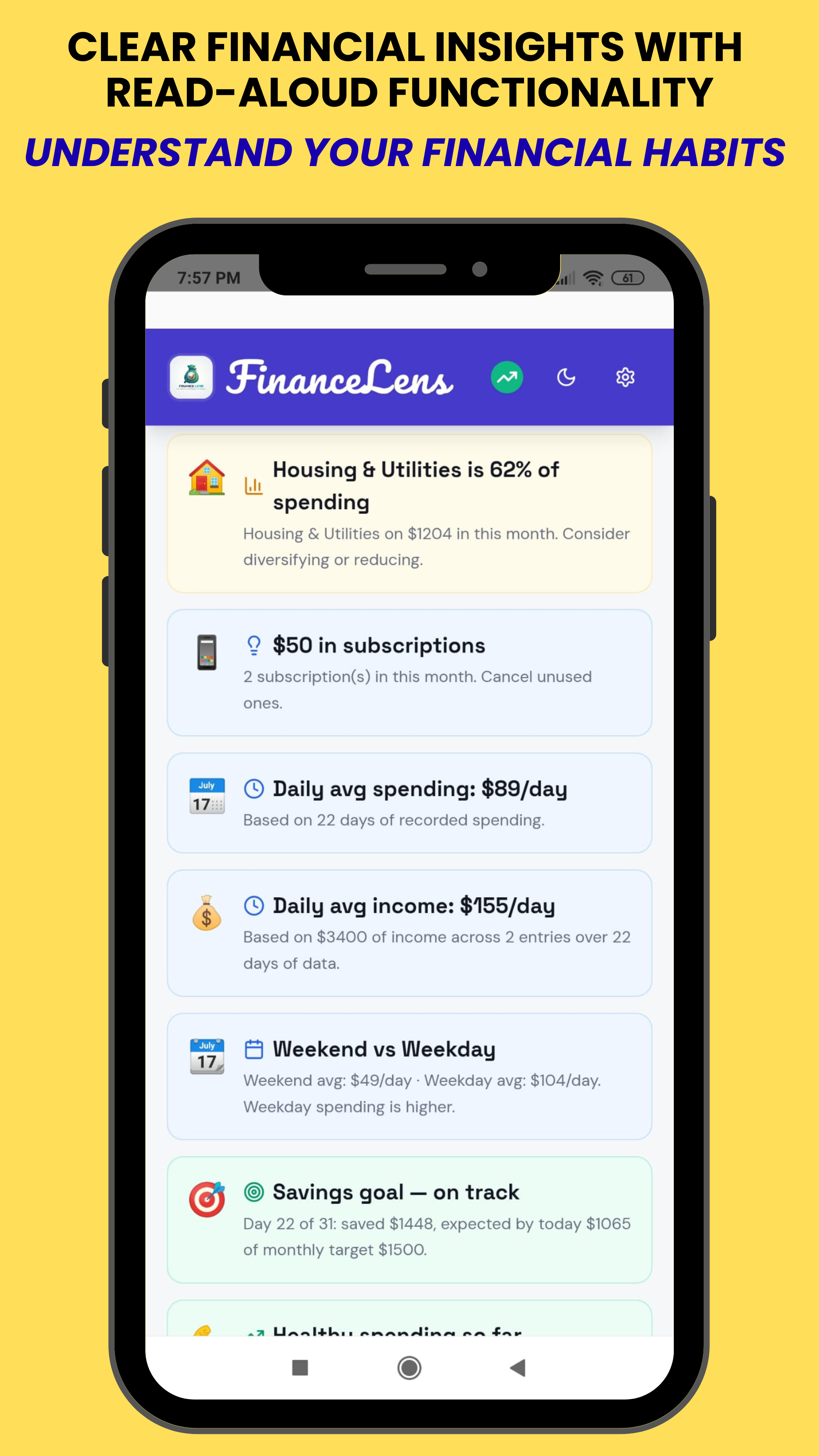 Clear financial insights with read-aloud